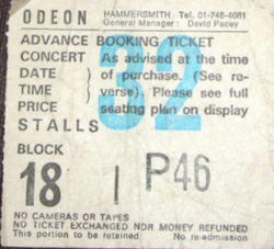 Gary Numan London Ticket 1987